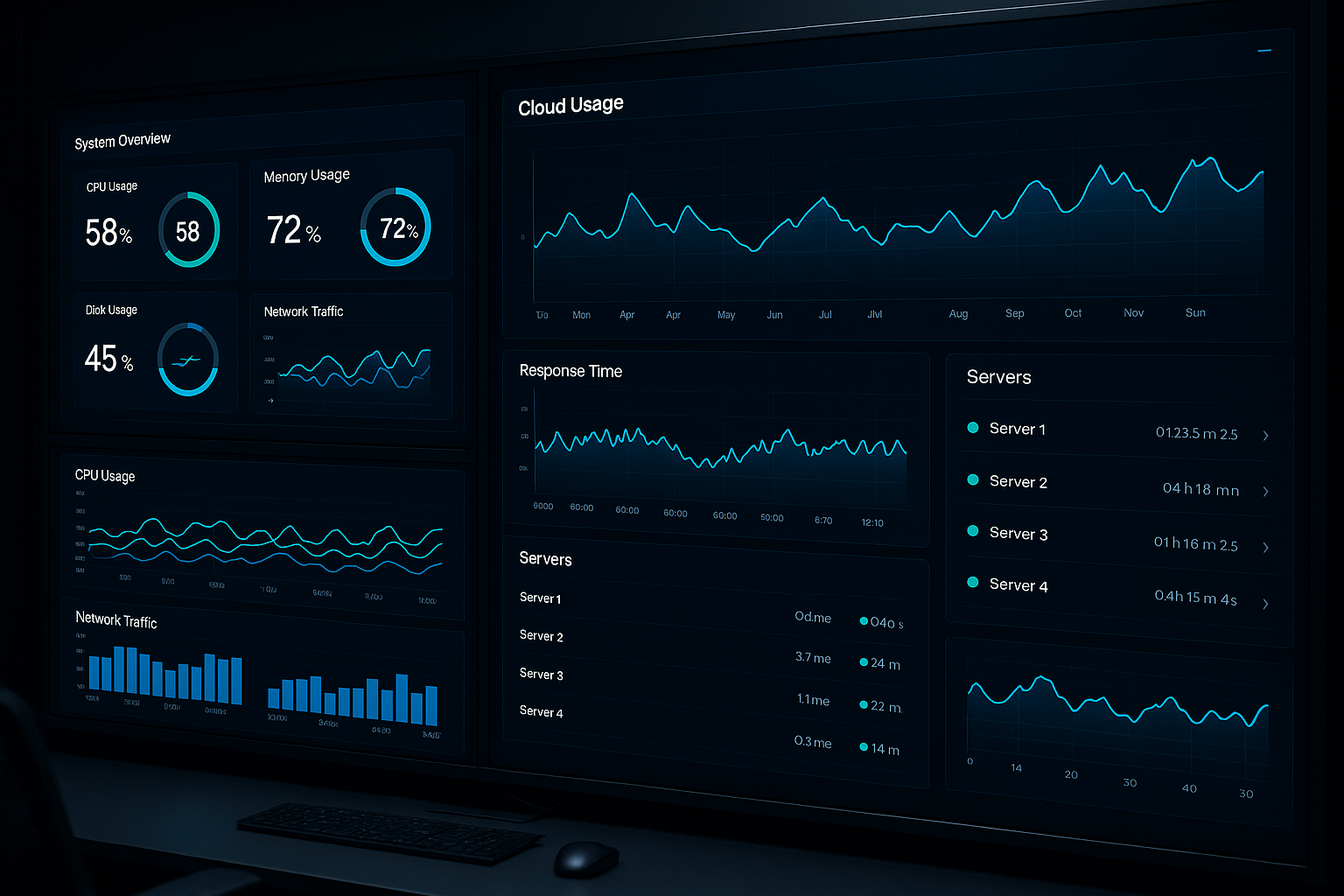 Dashboard mit Kennzahlen zu IT- und Cloud-Infrastruktur